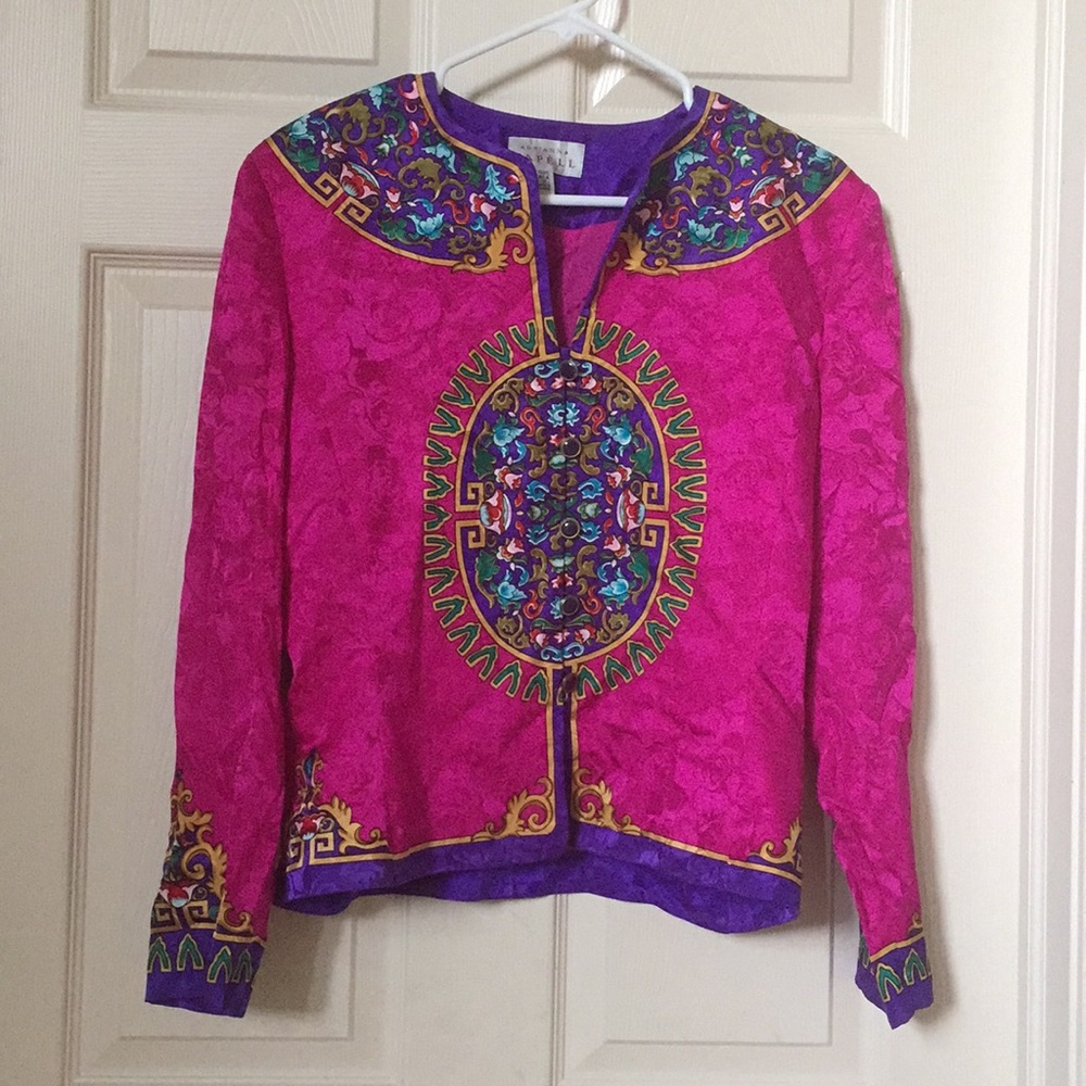 Adrianna Papell Silk Blazer Top